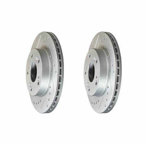 Front Cross Drilled Slotted Coated Performance Brake Rotor Set of 2