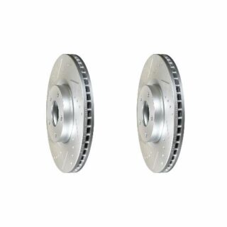 Front Cross Drilled Slotted Coated Performance Brake Rotor Set of 2