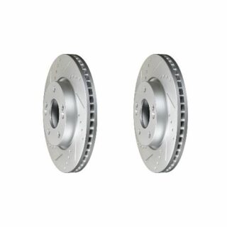 Front Cross Drilled Slotted Coated Performance Brake Rotor Set of 2