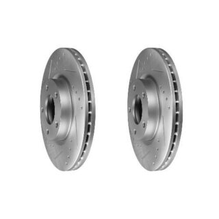 Front Cross Drilled Slotted Coated Performance Brake Rotor Set of 2