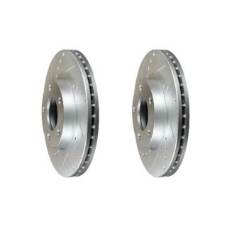Front Cross Drilled Slotted Coated Performance Brake Rotor Set of 2
