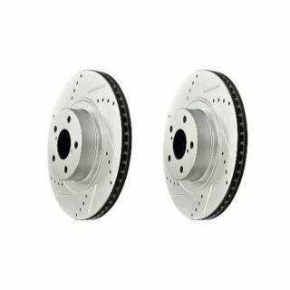 Front Cross Drilled Slotted Coated Performance Brake Rotor Set of 2