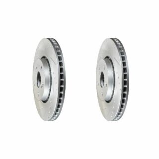 Front Cross Drilled Slotted Coated Performance Brake Rotor Set of 2