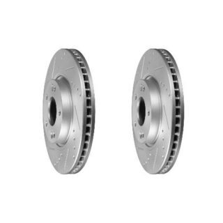Front Cross Drilled Slotted Coated Performance Brake Rotor Set of 2