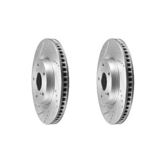 Front Cross Drilled Slotted Coated Performance Brake Rotor Set of 2