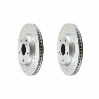 Front Cross Drilled Slotted Coated Performance Brake Rotor Set of 2
