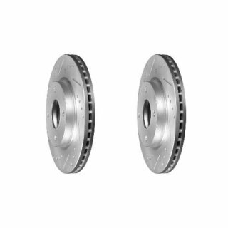 Front Cross Drilled Slotted Coated Performance Brake Rotor Set of 2