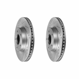 Front Cross Drilled Slotted Coated Performance Brake Rotor Set of 2