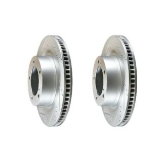Front Cross Drilled Slotted Coated Performance Brake Rotor Set of 2