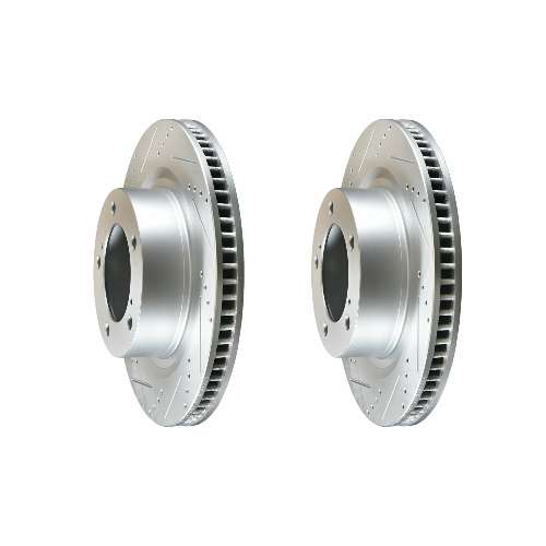Front Cross Drilled Slotted Coated Performance Brake Rotor Set of 2