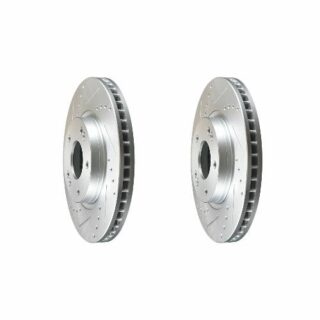 Front Cross Drilled Slotted Coated Performance Brake Rotor Set of 2