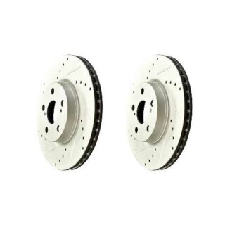 Front Cross Drilled Slotted Coated Performance Brake Rotor Set of 2