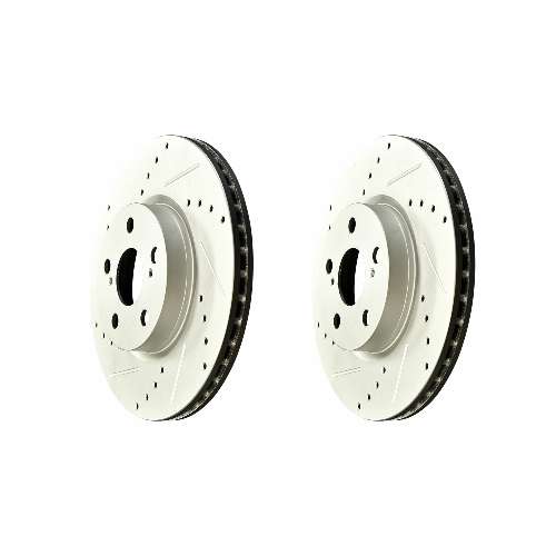 Front Cross Drilled Slotted Coated Performance Brake Rotor Set of 2
