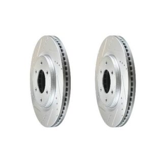 Front Cross Drilled Slotted Coated Performance Brake Rotor Set of 2