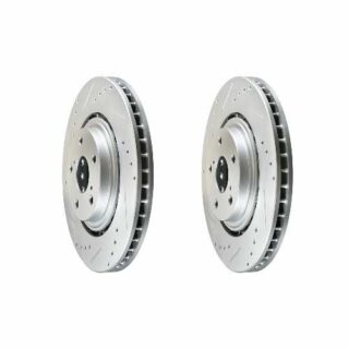Front Cross Drilled Slotted Coated Performance Brake Rotor Set of 2