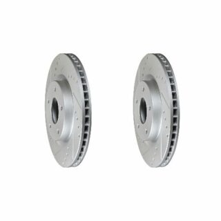 Front Cross Drilled Slotted Coated Performance Brake Rotor Set of 2