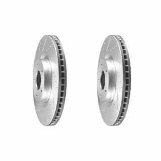 Front Cross Drilled Slotted Coated Performance Brake Rotor Set of 2