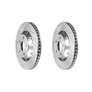 Front Cross Drilled Slotted Coated Performance Brake Rotor Set of 2