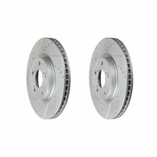 Front Cross Drilled Slotted Coated Performance Brake Rotor Set of 2