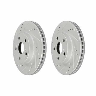 Front Cross Drilled Slotted Coated Performance Brake Rotor Set of 2