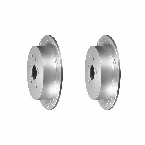Rear Cross Drilled Slotted Coated Performance Brake Rotor Set of 2