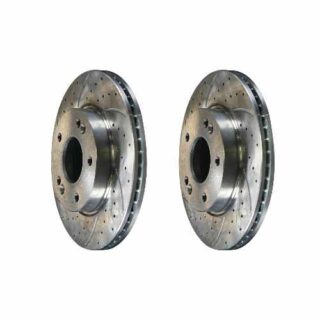 Front Cross Drilled Slotted Coated Performance Brake Rotor Set of 2