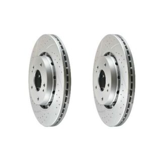 Front Cross Drilled Slotted Coated Performance Brake Rotor Set of 2