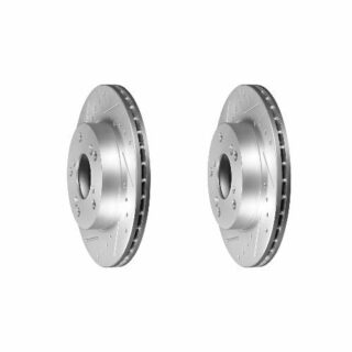 Front Cross Drilled Slotted Coated Performance Brake Rotor Set of 2