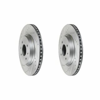 Front Cross Drilled Slotted Coated Performance Brake Rotor Set of 2