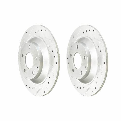 Rear Cross Drilled Slotted Coated Performance Brake Rotor Set of 2