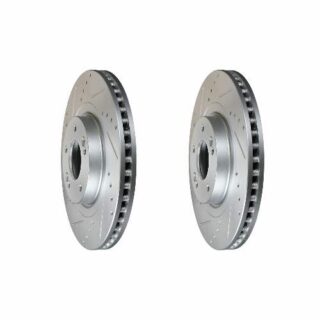 Front Cross Drilled Slotted Coated Performance Brake Rotor Set of 2