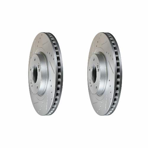 Front Cross Drilled Slotted Coated Performance Brake Rotor Set of 2