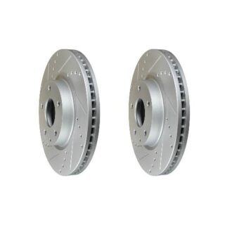 Front Cross Drilled Slotted Coated Performance Brake Rotor Set of 2