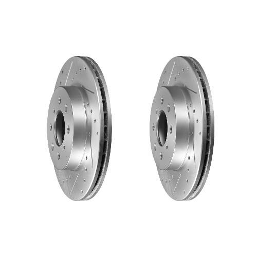 Front Cross Drilled Slotted Coated Performance Brake Rotor Set of 2