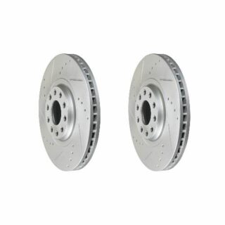 Front Cross Drilled Slotted Coated Performance Brake Rotor Set of 2