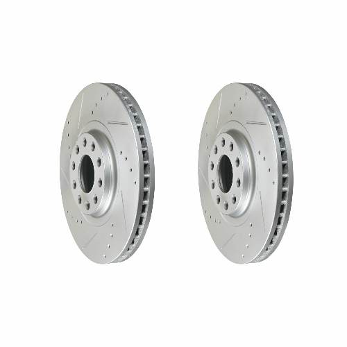 Front Cross Drilled Slotted Coated Performance Brake Rotor Set of 2