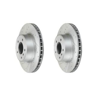 Front Cross Drilled Slotted Coated Performance Brake Rotor Set of 2