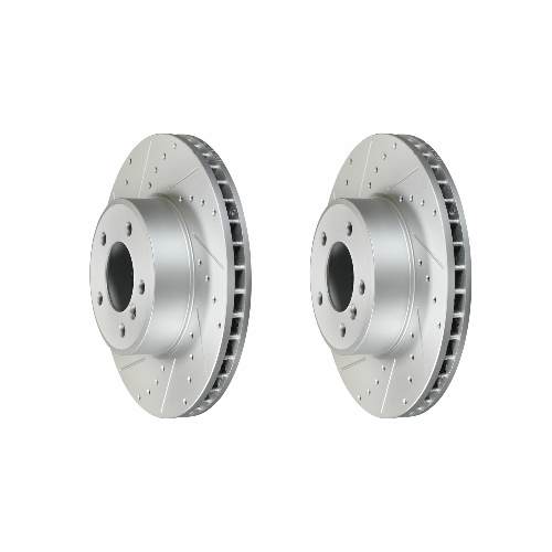 Front Cross Drilled Slotted Coated Performance Brake Rotor Set of 2
