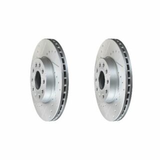 Front Cross Drilled Slotted Coated Performance Brake Rotor Set of 2