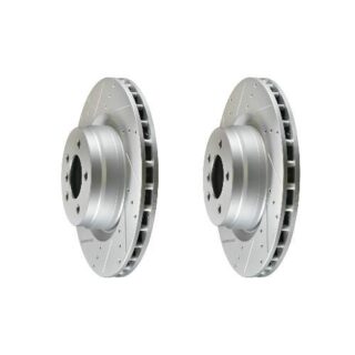 Front Cross Drilled Slotted Coated Performance Brake Rotor Set of 2