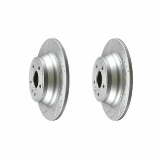 Rear Cross Drilled Slotted Coated Performance Brake Rotor Set of 2