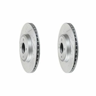 Front Cross Drilled Slotted Coated Performance Brake Rotor Set of 2