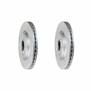 Front Cross Drilled Slotted Coated Performance Brake Rotor Set of 2