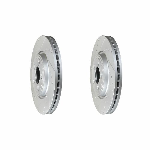 Front Cross Drilled Slotted Coated Performance Brake Rotor Set of 2