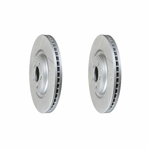 Front Cross Drilled Slotted Coated Performance Brake Rotor Set of 2
