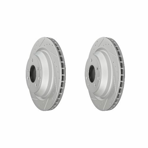 Rear Cross Drilled Slotted Coated Performance Brake Rotor Set of 2