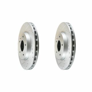 Front Cross Drilled Slotted Coated Performance Brake Rotor Set of 2