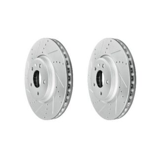 Front Cross Drilled Slotted Coated Performance Brake Rotor Set of 2