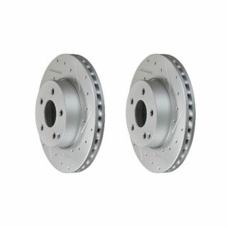 Front Cross Drilled Slotted Coated Performance Brake Rotor Set of 2
