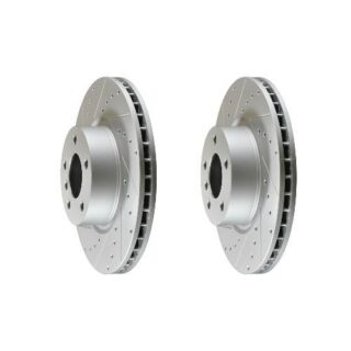 Front Cross Drilled Slotted Coated Performance Brake Rotor Set of 2
